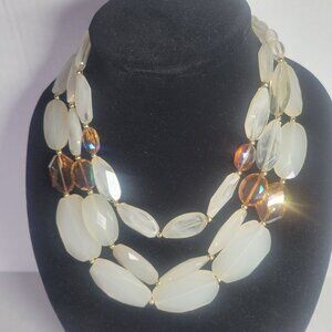 Multi-Strand Statement Iridescent Beads & Gold-Tone Accents Necklace